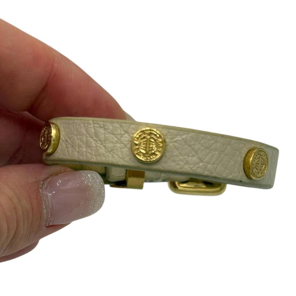 Marc By Marc Jacobs Bracelet Women Gold Studs Leather Ivory size 6.5"